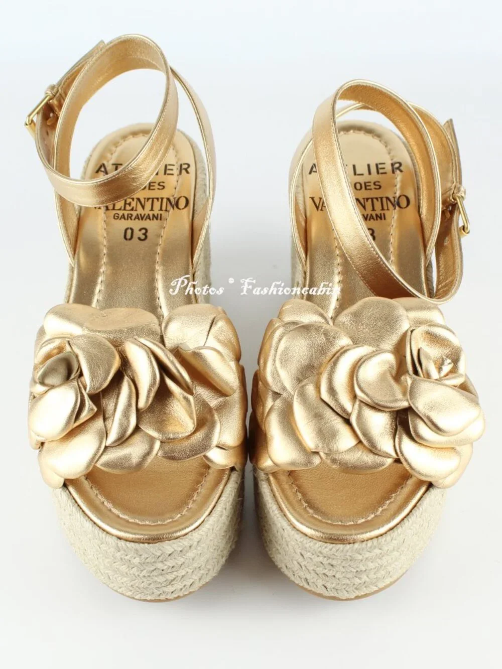 NEW Valentino Garavani Atelier 03 Rose Metallic Leather Espadrilles Sandal EU 39